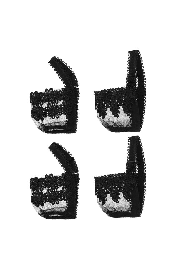 4Pairs Black High Heel Shoe Straps Lace Material Anti Fall Removable Shoe Fixing Bands