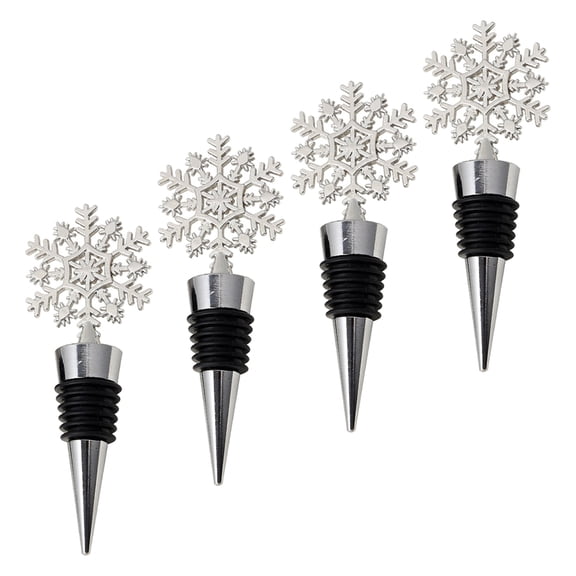 STRANDCHIC 4-Pack Assorted Color Snowflake Wine Bottle Stoppers Decorative Plugs Sealing Caps for Bottles