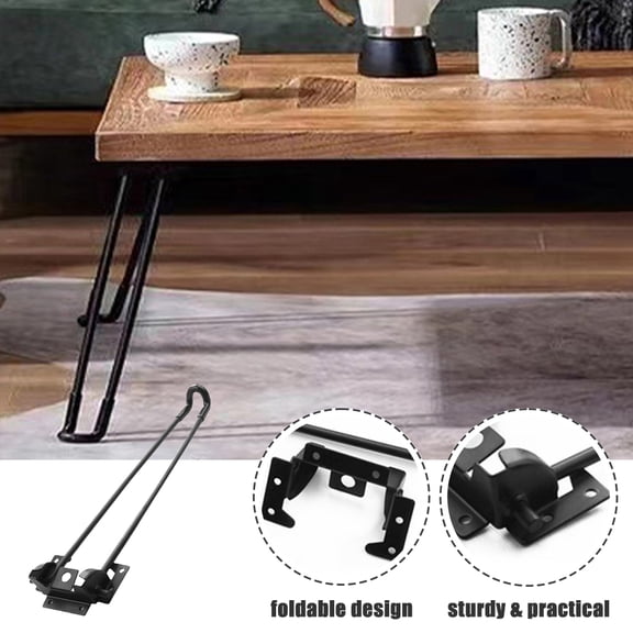 STRANDCHIC Set of 4 Black Metal Hairpin Table Legs, Folding Design for Easy Installation, Support for Home and Office Furniture