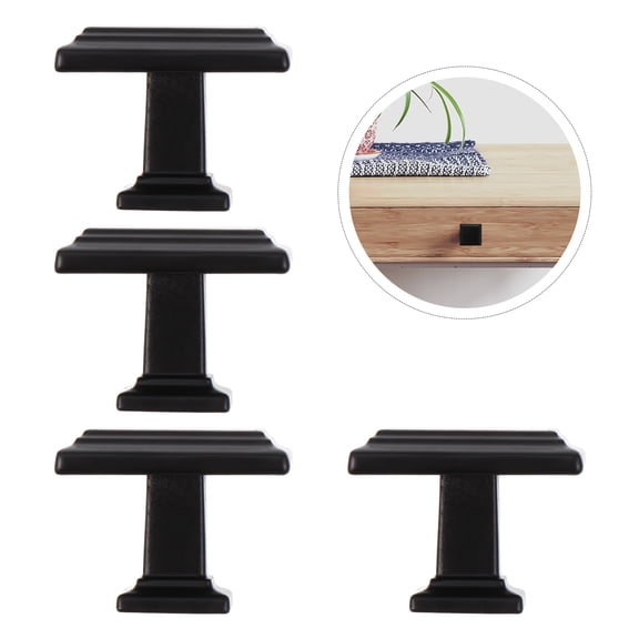STRANDCHIC Set of 4 Black Zinc Alloy Door Handles with Sleek Modern Finish for Home and Office Use