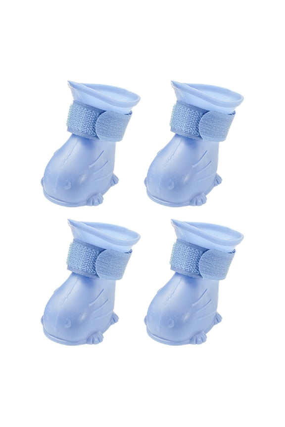 4Pcs Blue Dog Boots Waterproof Rain Shoes with Durable Fabric and Non Slip Soles