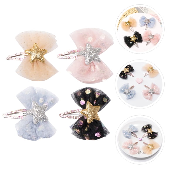 STRANDCHIC 4Pcs Bow Knot Hairpins Smooth Material Hair Clips Barrettes For Kids