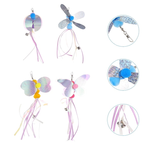 STRANDCHIC 4Pcs Cat Teaser with Bell Assorted Colors Cat Plaything to Relieve Mood and Encourage Activity