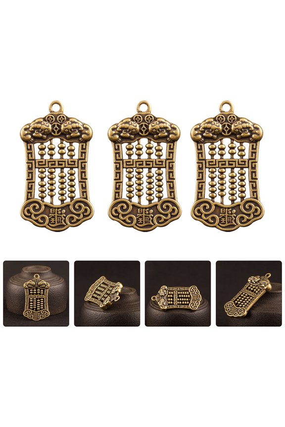4Pcs Chic Brass Abacus Key Pendant with Hole for Easy DIY Key Ring Decoration