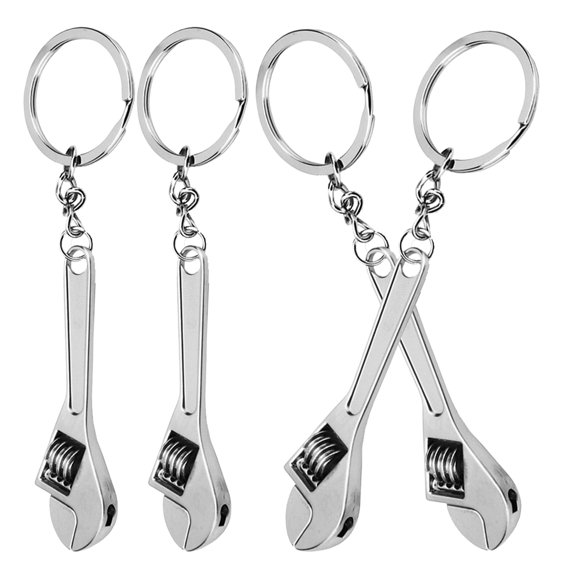 STRANDCHIC Set of 4 Metal Key Chains with Small Wrench Design, Portable Key for Home and Everyday Use