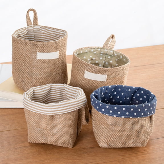 STRANDCHIC Cotton Linen Door Hanging Organizer Bags, Assorted Colors, 4-Pack for Jewelry, Chargers, and Small Accessories