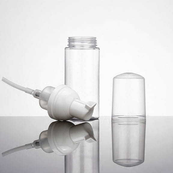 STRANDCHIC Set of 4 White ABS Foaming Bottles, Easy Squeeze Mousse Dispensers for Travel, Bathroom, and Daily Use