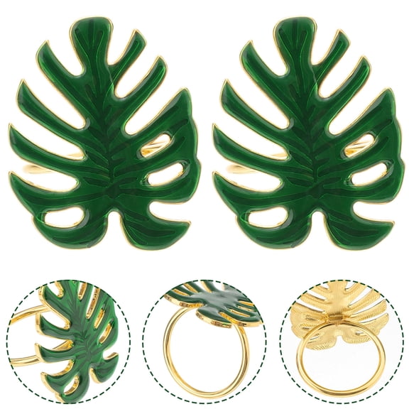 STRANDCHIC Green Metal Turtle Leaf Napkin Ring for Banquets Dinner 4Pcs