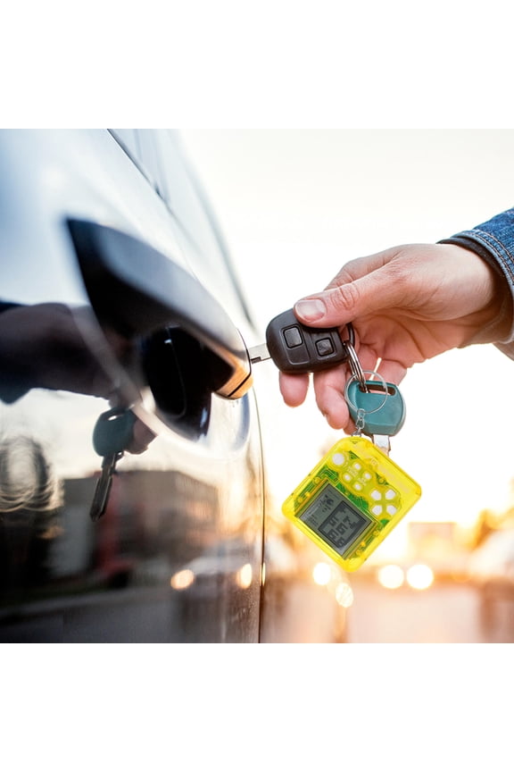 4-Pack Handheld Game Device Keychain with Round Buttons for Travel, Leisure, and Portable Fun