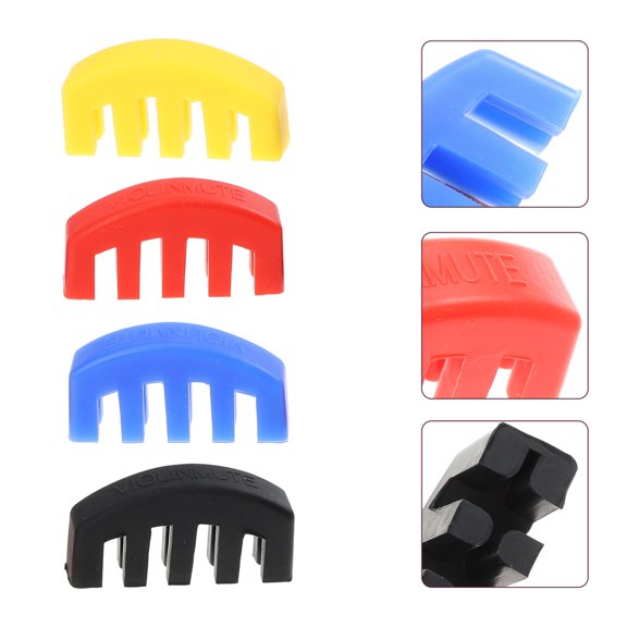 STRANDCHIC 4Pcs Assorted Color Violin Silencers Rubber Practice Mutes for Noise Reduction