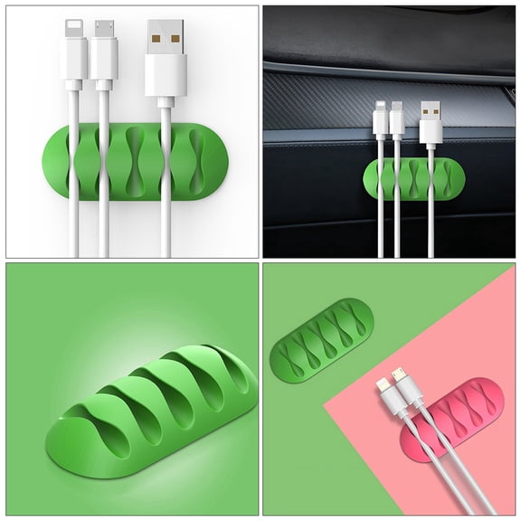 STRANDCHIC 4Pcs Silicone Cord Clips Green for Desktop Cable Management and Wire Organization