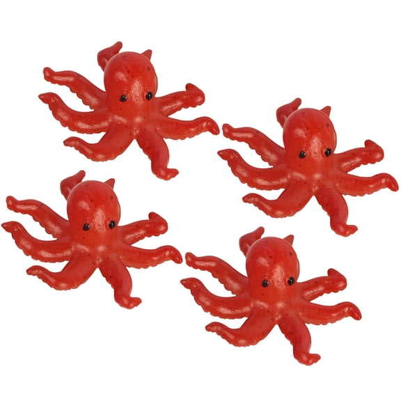 STRANDCHIC 4-Piece Brown Realistic Octopus Toy Set PVC Mini Marine Animal Figurines for Kids and Collectors