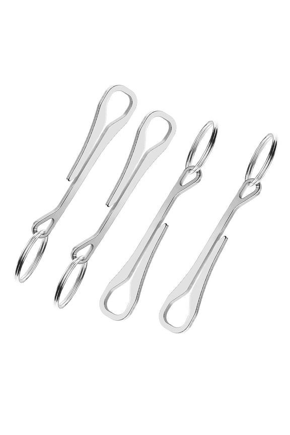 stainless steel keychain clip Buckles Silver Simple Design 4Pcs
