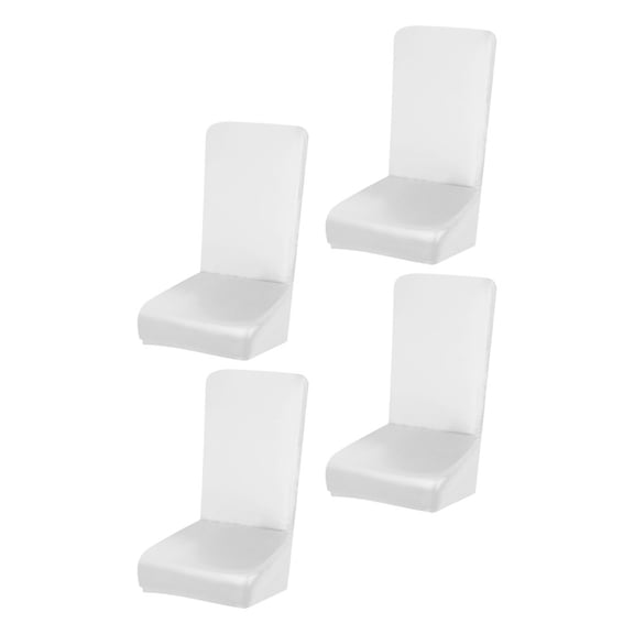STRANDCHIC 4Pcs White Stretch PU Chair Covers Waterproof Chair Sleeves for Dining Room