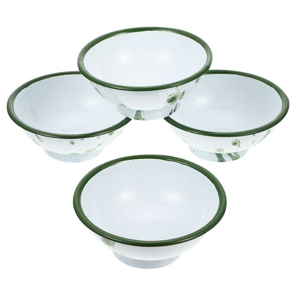STRANDCHIC Set of 4 Green Enamel Bowls Vintage Kitchenware Food Storage Containers and Stylish
