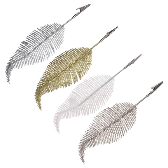 STRANDCHIC Artificial Leaf Clips Glitter Leaves for Christmas Tree Decoration 4Pcs