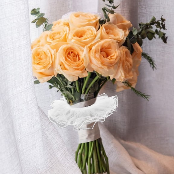 STRANDCHIC 4-Piece White Lace Bouquet Cuffs Set for Wedding Party Decorations and Bridal Accessories