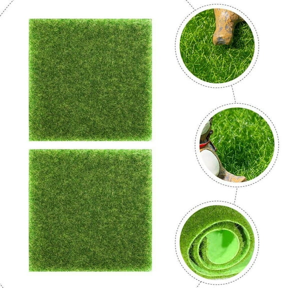 STRANDCHIC Artificial Grass Mat PVC Fabric Green for Indoor Outdoor Decor 4Pcs
