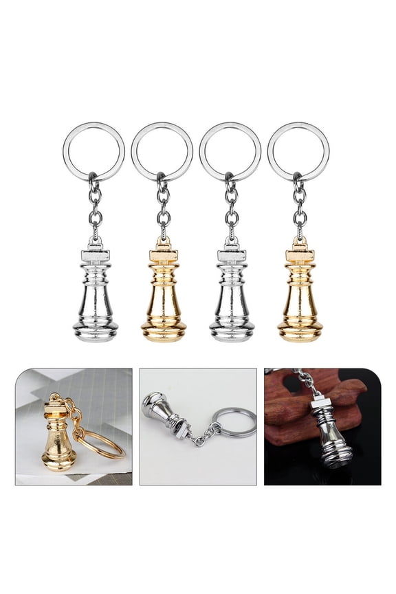 4Pcs Chess Piece Charm Keychains Durable Alloy Key Holder for Backpack Decor