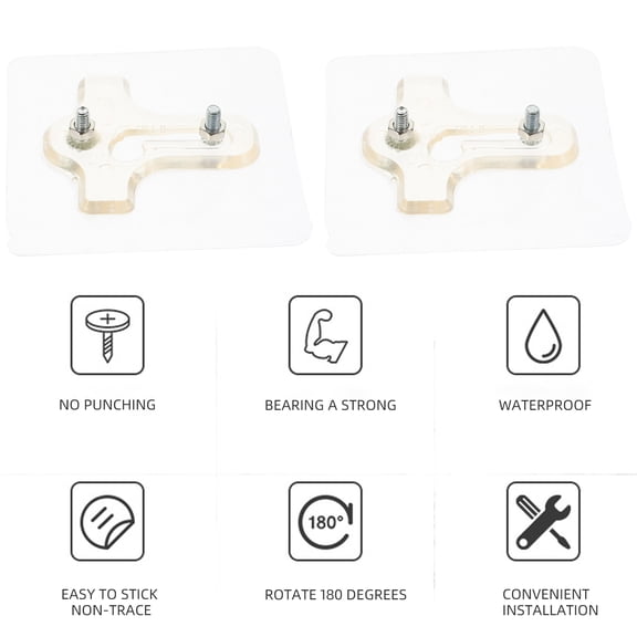 STRANDCHIC 4Pcs Multi Purpose Transparent Sticky Wall Screw Hooks Non Marking Nut Stickers for Household Use