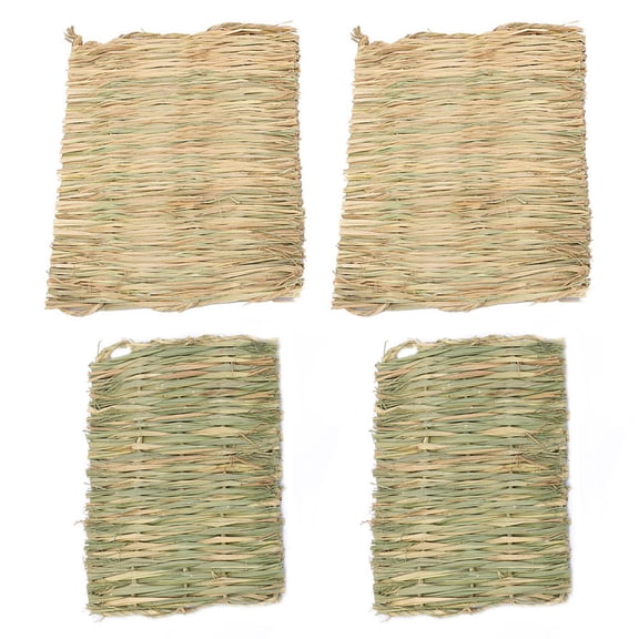 STRANDCHIC 4-Piece Natural Woven Grass Pet Cooling Pads Hamster Nest Mats Assorted Colors for Small Animals