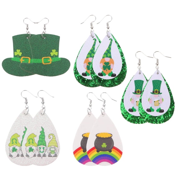 STRANDCHIC 5 Pairs of Women’s Earrings Teardrop St Patricks Day Artistic Elements
