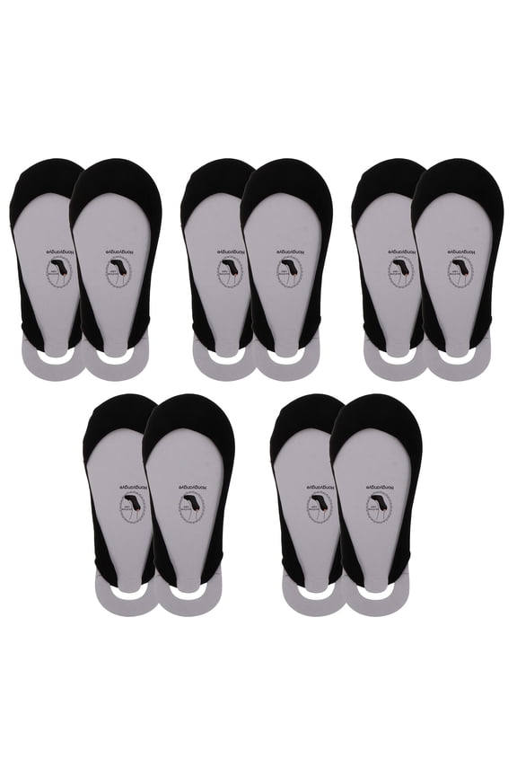 5 Pairs Women's Invisible Sling Socks Cotton Breathable Sweat Absorbing Black Comfort