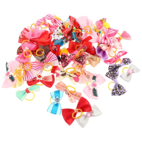 STRANDCHIC 50Pcs Colorful Cloth Pet Bow Ties Decorative Adjustable Pet Collar Accessories for Dogs Cats