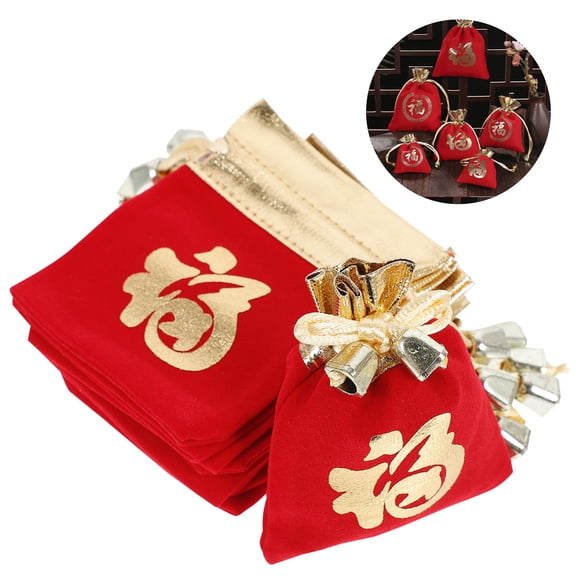 STRANDCHIC 50Pcs Red Chinese Wedding Drawstring Bags for Jewelry Candy and Festival Presents