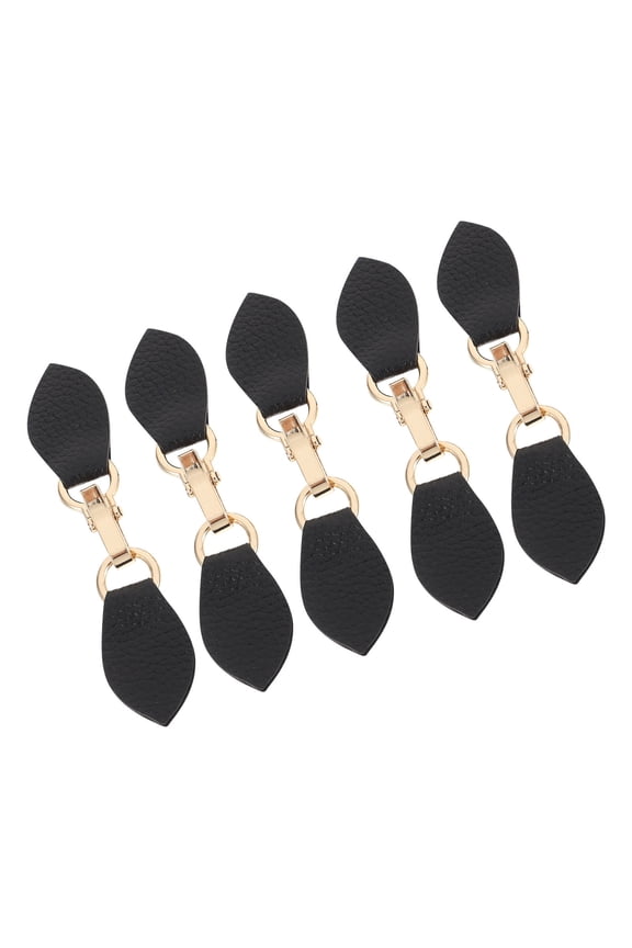 5Pairs Black PU Toggle Buckles Coat Decorative Buttons Replacement for Jacket Coat Fastener