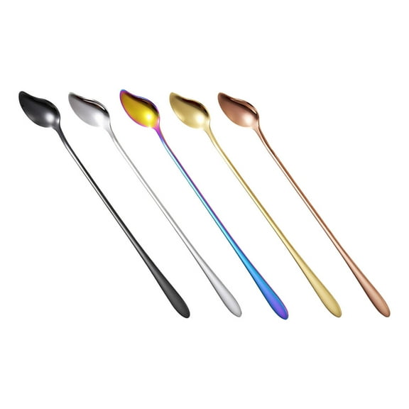 STRANDCHIC 5Pcs Assorted Color Stainless Steel Dessert Spoons for Household Tableware
