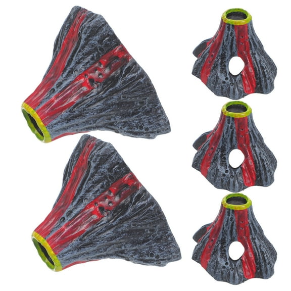 STRANDCHIC 5Pcs Aquarium Volcano Decor Durable Resin Fake Mountain for Fish Hideout