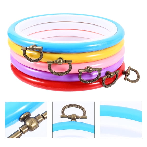 STRANDCHIC 5Pcs Sturdy Plastic Cross Stitch Hoops for Embroidery Quilting and Craft Projects