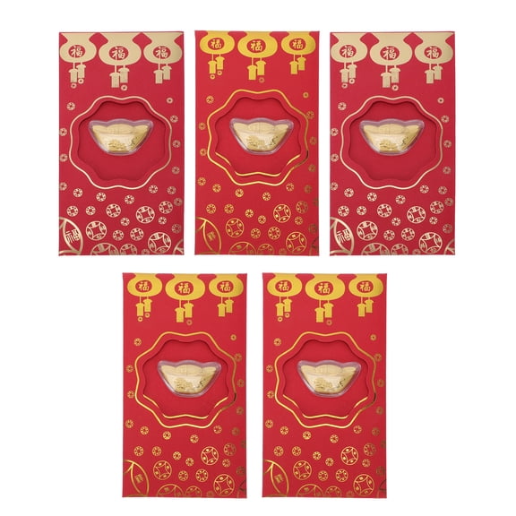 STRANDCHIC 5Pcs Traditional Red Pocket for New Year Festival Wedding Ceremony with Selected Red Paper