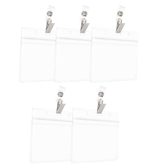 STRANDCHIC 5-Pack Transparent PVC Card Holders for Name Tags, ID Badges, and Portable Badge