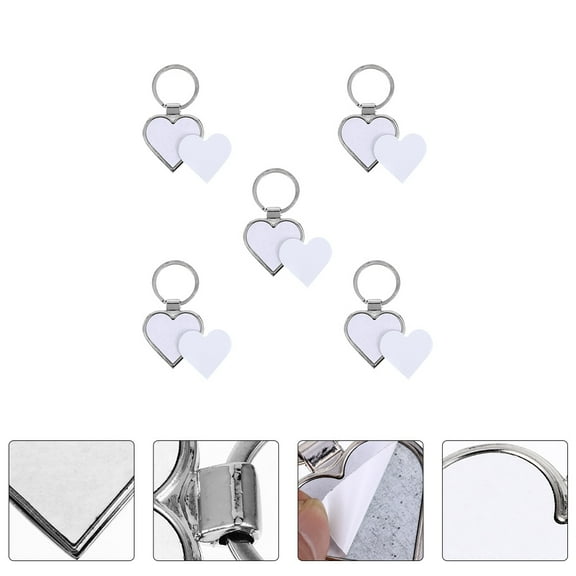 STRANDCHIC 5-Pack Blank Keychains for Heat Transfer, Love Shaped Handmade Craft Supplies