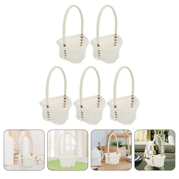 STRANDCHIC Vegetable Gathering Basket Plastic Rattan Home Use Households 5Pcs