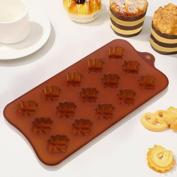 STRANDCHIC 6 Pcs Maple Leaf Silicone Molds Light Brown for Baking Candy Making Chocolate Home Use