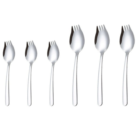 STRANDCHIC 6-Piece Stainless Steel Salad Fork Set with Curved Edge Design for Home and Kitchen Use