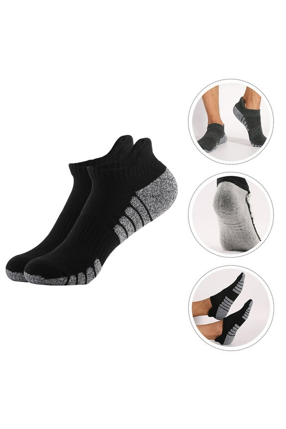 6 Pairs Ankle Running Socks Black Cotton Anti Slip Comfortable for Workout Enthusiasts