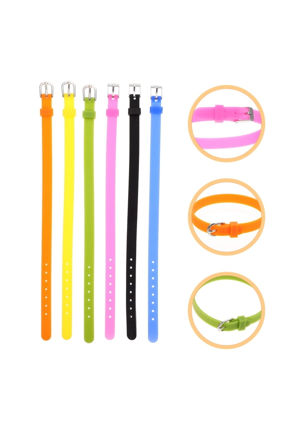 6Pcs Supple Silicone Bands with Metal Buckle for Wristwatch Decor