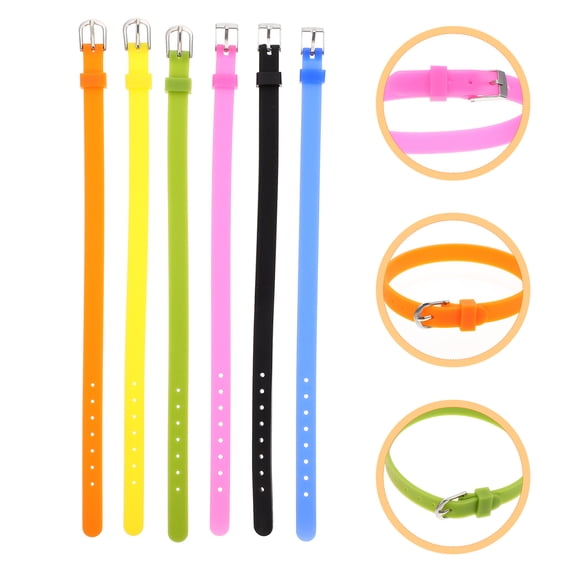 STRANDCHIC 6Pcs Silicone Decorative Bracelet with Metal Buckle for Wristwatch Straps