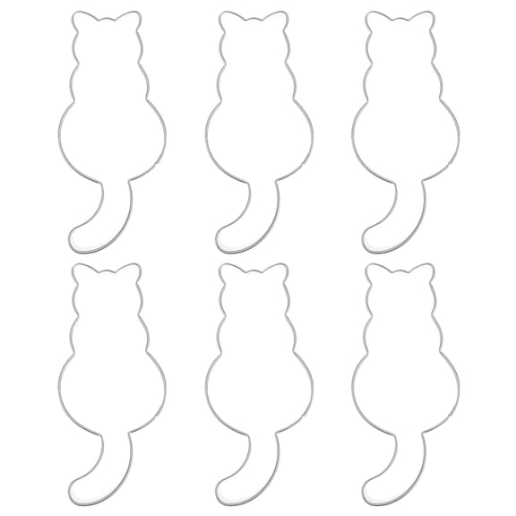STRANDCHIC Stainless Steel Cat Shaped Cookie Molds 6Pcs Silver DIY Baking Tool