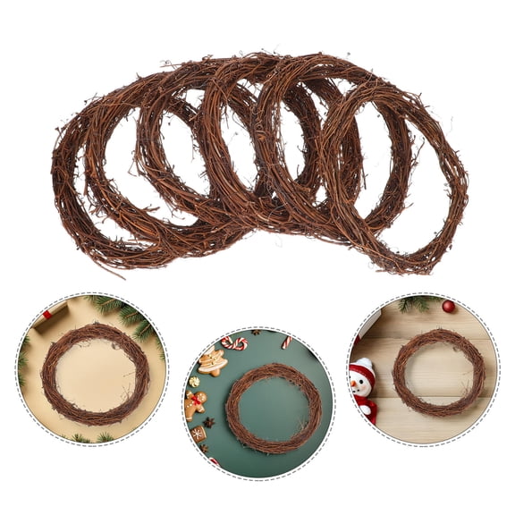 STRANDCHIC Brown Hanging Rattan Wreaths for Home Decor, Seasonal Craft Supplies and Decorative Wall Accents