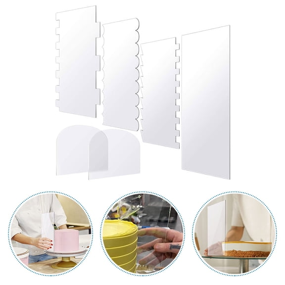 STRANDCHIC 6Pcs Lightweight Acrylic Kitchen Scrapers for Cake Making and Decorating