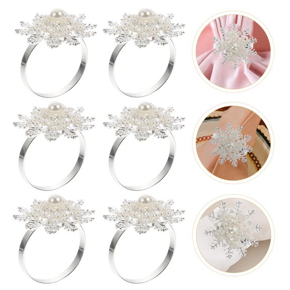 STRANDCHIC 6pcs Napkin Buckle Rings Silver Round Napkin Holders for Home Users