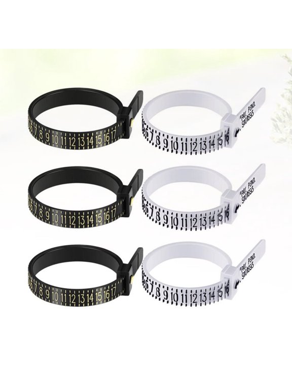 6Pcs Ring Gauge Sizer Black Durable Measuring Tool for Rings with Clear Printing