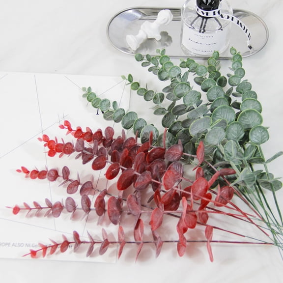 STRANDCHIC 6Pcs Eucalyptus Leaf Decor with Flexible Iron Wire Stem for Floral Arrangements