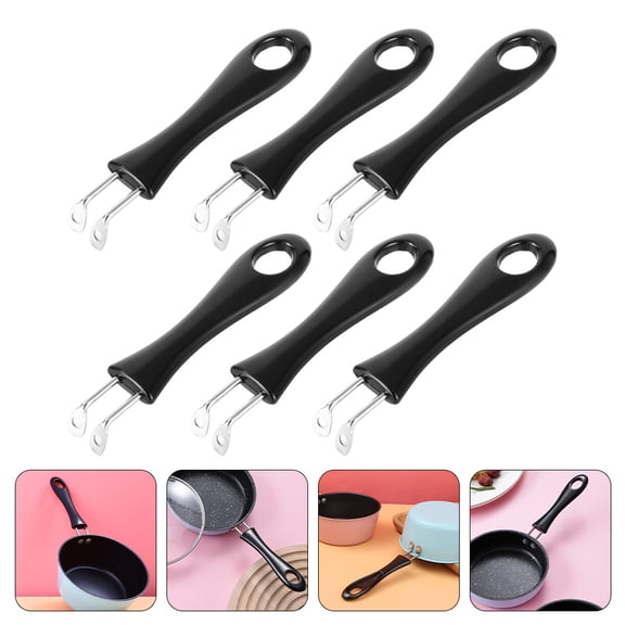 STRANDCHIC 6Pcs Scald-proof Frying Pan Handle Black Plastic Ergonomic Cooking Cooks