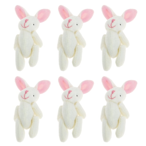 STRANDCHIC Hanging Bunny Ornament in White Plush for DIY Key Chain Pendants 6Pcs